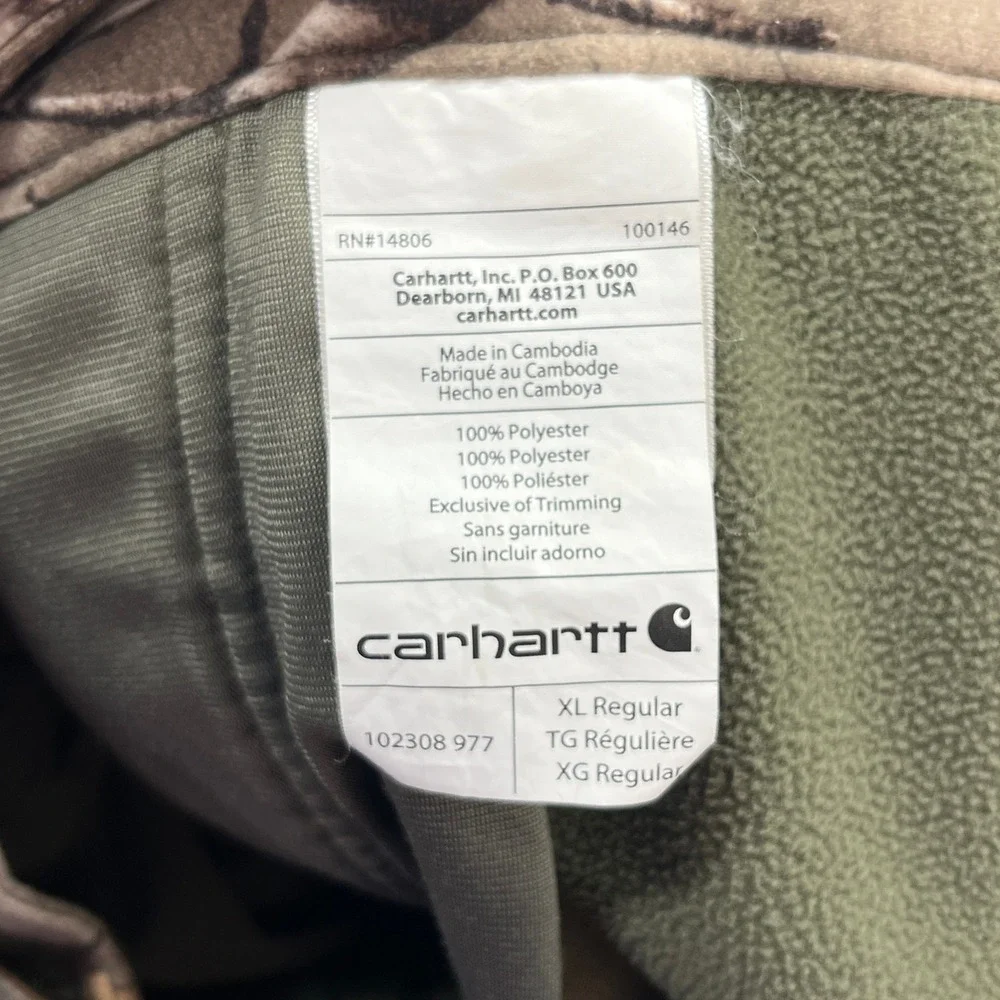 Carhartt Hunting Pants Mens XL Buckfield Realtree Xtra Camo Fleece Lined Outdoor